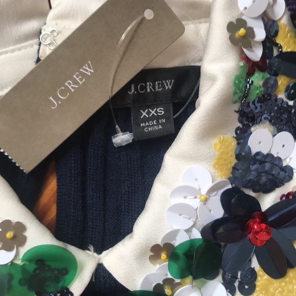 NWT J Crew Limited-edition Tippi sweater w/ embellished sequin floral collar - Picture 4 of 6